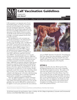 Calf Vaccination Guidelines - College of Agricultural, Consumer and