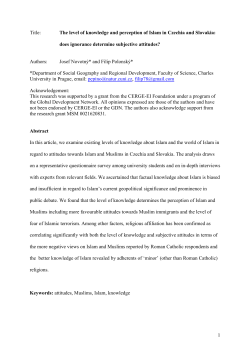 The level of knowledge and perception of Islam in - Cerge-Ei