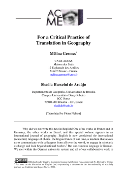 For a Critical Practice of Translation in Geography