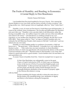 The Fruits of Humility, and Reading, in Economics