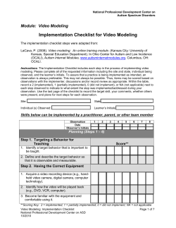 Implementation Checklist for Video Modeling