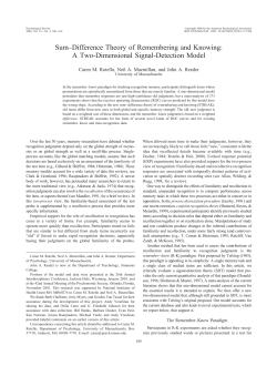 Sum&ndash;Difference Theory of Remembering and