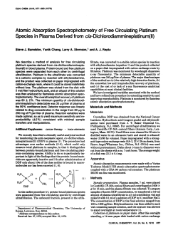 Atomic Absorption Spectrophotometry of Free CirculatingPlatinum