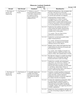 Minnesota Academic Standards Grades 9-12 Strand Sub