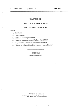 Cap. 398 Wild Birds Protection