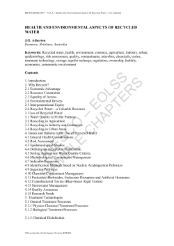 Health And Environmental Aspects Of Recycled Water