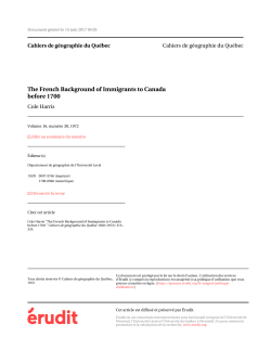 The French Background of Immigrants to Canada before 1700