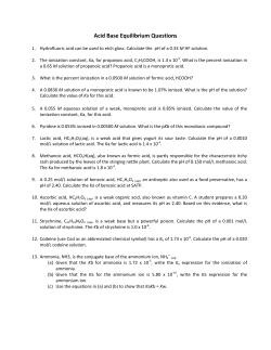 Acid Base Equilibrium Questions