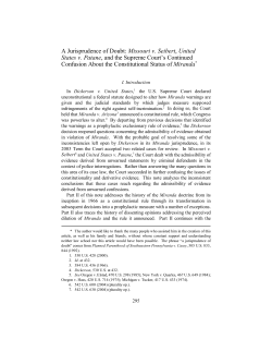A Jurisprudence of Doubt: Missouri v. Seibert, United States v