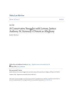 A Conservative Struggles with Lemon: Justice Anthony M