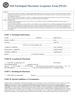 PART A: Participant Information PART B: Accepting the Placement