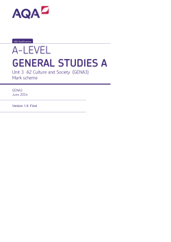 A-level General Studies Mark scheme Unit 03 - Culture and