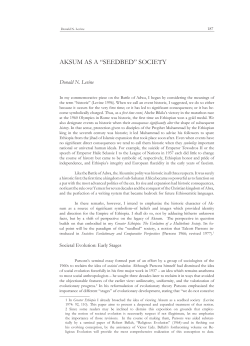 Aksum As A &ldquo;seeDbeD&rdquo; society