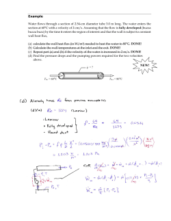 Example Water flows through a section of 2.54