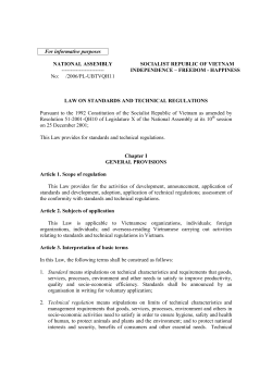 Law On Standards and Technical Regulations