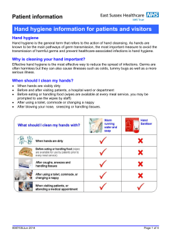 Hand hygiene information for patients and visitors