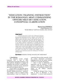 &ldquo;EDUCATION-TRAINING-INSTRUCTION&rdquo; IN THE ROMANIAN