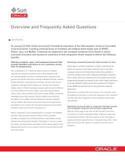 Oracle and Sun Overview and FAQ for customers and partners