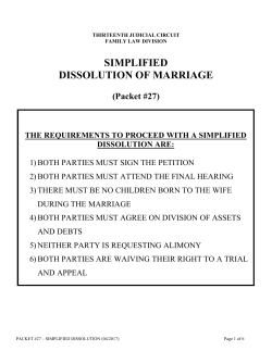 Simplified Dissolution Of Marriage Packet #27
