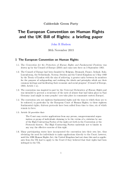 The European Convention on Human Rights and the UK Bill of