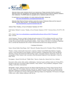 Omaha, a City in Ferment - Nebraska State Historical Society