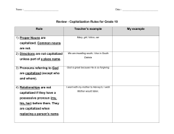 Review - Capitalization Rules for Grade 10 Rule Teacher`s example