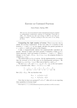 Exercise on Continued Fractions