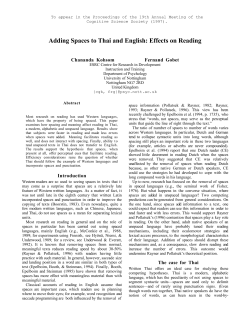 Adding Spaces to Thai and English: Effects on Reading