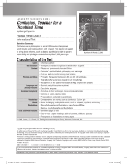 Confucius, Teacher for a Troubled Time