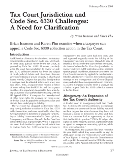 Tax Court Jurisdiction and Code Sec. 6330 Challenges