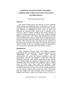 PAKISTAN WATER SECURITY DILEMMA &ndash; APPROACHES TO