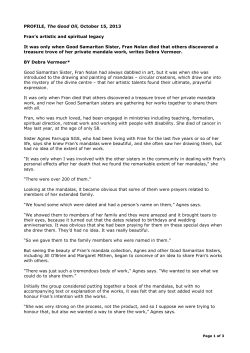 PROFILE, The Good Oil, October 15, 2013 Fran`s artistic and