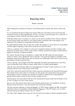 Reporting Africa - Global Media Journal: African Edition