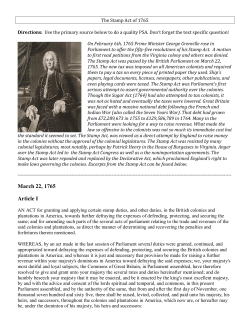 March 22, 1765 Article I