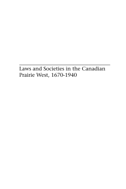 Laws and Societies in the Canadian Prairie West, 1670