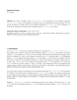 Quadratic Primes 1. Introduction