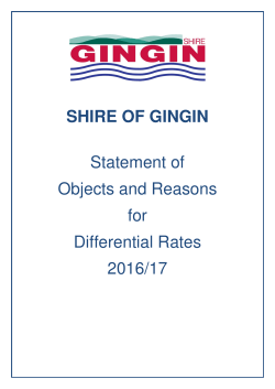 SHIRE OF GINGIN Statement of Objects and Reasons for Differential