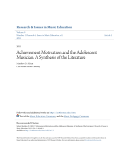 Achievement Motivation and the Adolescent Musician: A Synthesis