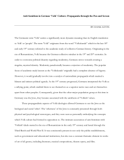 Anti-Semitism in German `Volk` Culture: Propaganda through the