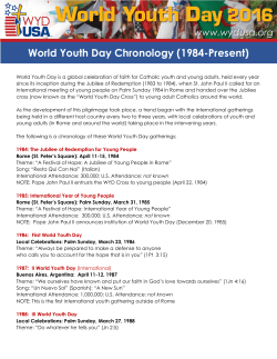 World Youth Day Chronology (1984-Present)