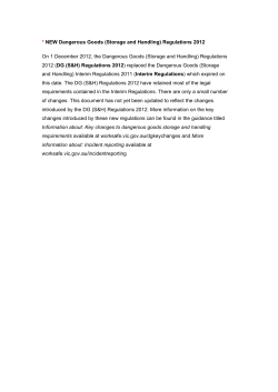 * NEW Dangerous Goods (Storage and Handling) Regulations 2012