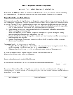 Pre-AP English 9 Summer Assignment &diams; Angela Clark &diams; Julia