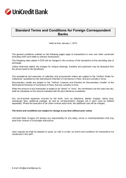 General Terms and Conditions applicable to Foreign Banks