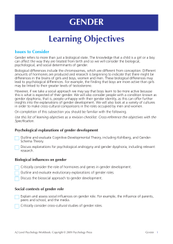 Learning Objectives GENDER
