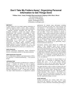 Don`t Take My Folders Away! - Keeping Found Things Found