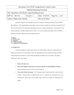 Operation of the Hydra Liquid Handling Syst