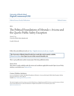 The Political Foundations of Miranda v. Arizona and the Quarles