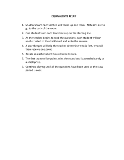 EQUIVALENTS RELAY 1. Students from each kitchen unit make up