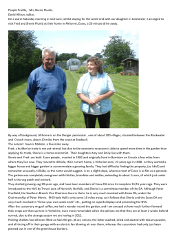 People Profile, Mrs Sherie Plumb. David Allison, editor. On a warm
