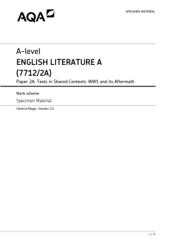 A-level English Literature A Specimen mark scheme Paper 2A